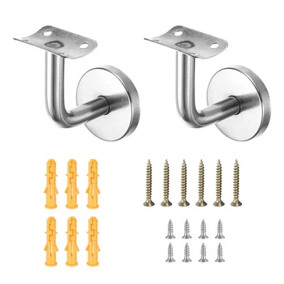 2pz di staffe per corrimano curve in acciaio inossidabile con vite, argento 2,4" - Immagine 1 di 4