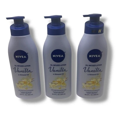 NIVEA Vanilla Almond Oil Infused Lotion 16.9oz 500ml Rare Made in Spain (3 Pack) - Image 1 of 4