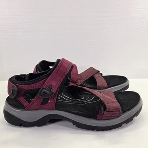 ECCO Offroad Women's 40 9 / 9.5 Nubuck Strap Outdoor Sandal Burgundy Hiking - Picture 1 of 13