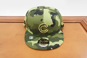 Chicago Cubs Hat Cap Snapback Mens Green Camo New Era 9Fifty Baseball On Field - Picture 1 of 11