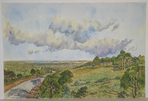 John Flexmore Original Watercolour, "Clouds Above the Winding Road" Unframed - Picture 1 of 5