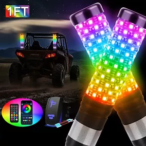 1FT Fat Whip Lights LED RGB Spiral Chasing Lighted for Can-Am X3 ATV UTV SXS RZR - Bild 1 von 12