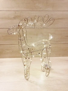 Renna Natalizia Luminosa Oro 50cm In Metallo Stilizzata Luce 40 Led Calda - Foto 1 di 7