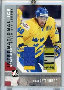 Henrik Zetterberg HOF Game Used Stick and Jersey Patch ITG International Ice - Picture 1 of 2