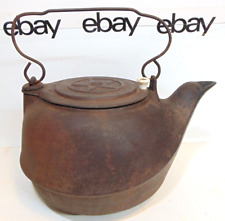 Antique Rare Cast Iron Kettle Water Tea Coffee Chattanooga Star # 8 Bird Spout