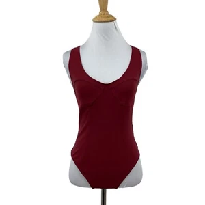 Free People Movement Bare It All Bodysuit Womens S Small Maroon Cutout Racerback - Picture 1 of 16