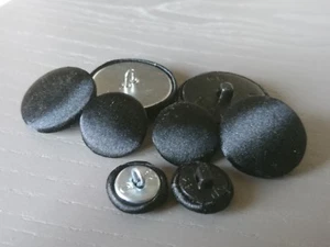 Black Satin Fabric Buttons, 16mm, 18mm, 20mm, 23mm, 25mm, 31mm & 37mm - Picture 1 of 3