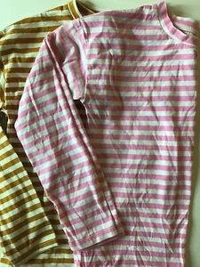 Girls Shirts Size Large 14 Thereabouts Pink Yellow Striped Round Neck Lot of 2 - Picture 1 of 10