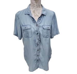 Talbots blau Chambray 100 % Lyocell Button Down Kurzarm Hemd Medium - Bild 1 von 7
