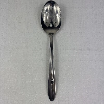 Cuchara para servir ranurada perforada rosa provincial Sears Roebuck 8 3/8" Foto 1 de 4