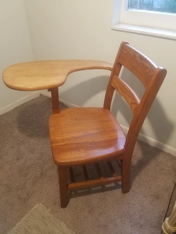 Antique School Desk Chair -  made of solid wood Southern Desk Co. Manufacturers Cover