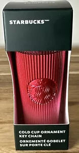 1i) Starbucks 2024 Cold Cup Ornament Schlüsselanhänger rosa Ombré Plissee NEU - Bild 1 von 4
