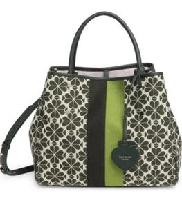 New Kate Spade - Spade Flower Jacquard Stripe Everything Medium Tote Green Multi - Picture 1 of 5