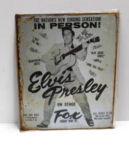 Vintage Elvis Presley On Stage Fox Friday May 25 Metal Tin Sign 12"x15" Décor - Picture 1 of 2