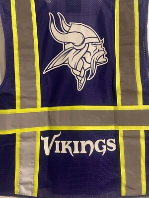 🏈🦺🏈🏈🦺MINNESOTA VIKINGS SAFETY PPE VEST W/SILVER REFLECTIVE LOGO M/L/XL/2XL - Image 1 of 2