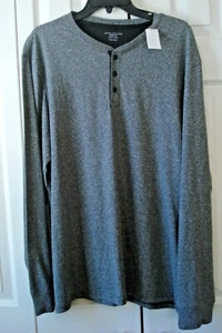 Mens Henley Shirt Gray Heather Size XXL (2XL) Slim Fit New - Picture 1 of 2