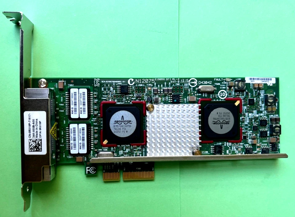 DELL R519P Broadcom BC5709A 4xPort RJ-45 1Gb Network Adapter 0R519P BCM95709A - Bild 1 von 1