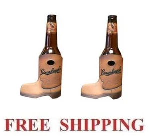 BOTAS DE VAQUERO BOLAS DE LINO 2 ENFRIADORES DE BOTELLAS DE CERVEZA HUGGIE KOOZIE COOLIE COOZIE NUEVAS - Imagen 1 de 1