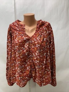 Universal Thread Medium Long Sleeve Cropped Floral Peasant Blouse - Picture 1 of 7