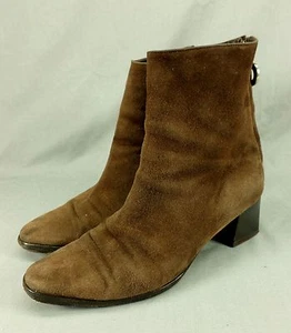 Rossi & Caruso Suede Leather Ankle Boots Back Zip Brown 6 - Picture 1 of 12