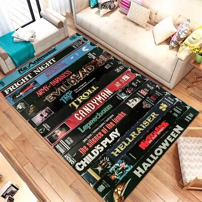 Nostalgic Retro Style Rug,Vhs Case Themed Rug,Horror Rug,Movie Room NostalgicRug - Image 1 of 4