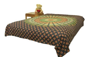 AamiraA Hippie Orange Schwarz Mandala Wandteppich Bohemian Wandbehang Überwurf Schlafsaal - Bild 1 von 11