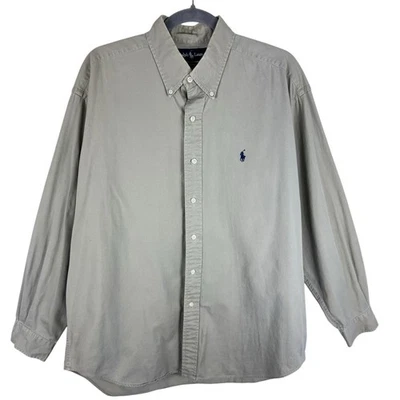 Polo Ralph Lauren De Colección Algodón Bronceado Negro Manga Larga Cuello Abotonado Para Hombre Talla L Foto 1 de 4