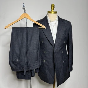 Traje Suitsupply Habana Para Hombre 36R (46 it) 30W Gris Sólido Doble Pecho Delgado - Imagen 1 de 14