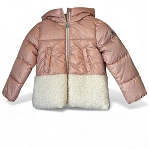 Chaqueta de invierno Michael Kors para niñas pequeñas con capucha acolchada de piel sintética en rubor talla 4 - Imagen 1 de 8