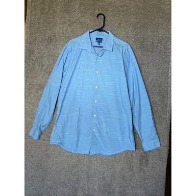 Camisa de vestir APT 9 para hombre azul texturizada manga larga XL 17 17,5 36 37 algodón spandex Foto 1 de 3