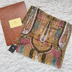 Original ETRO Schal Paisleymuster rosa blau 100 % Seide Etikett inklusive Box 51 Zoll - Bild 1 von 9