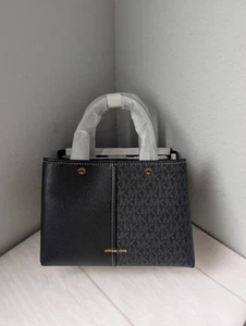Neu mit Etikett Michael Kors Umhängetasche Flora Medium Signature Logo und Leder schwarz - Bild 1 von 4