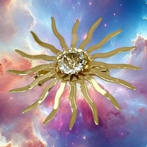 VTG RHINESTONE STAR BROOCH WHIMSICAL CELESTIAL ETHEREAL ELF ATOMIC STARBURST MCM - Picture 1 of 13