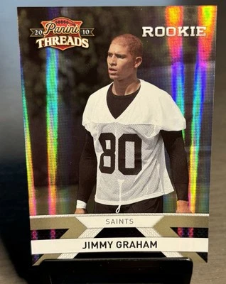 2010 Panini Threads Jimmy Graham Gold Holofoil Rookie SP #/100 No.245 Saints - Image 1 of 3