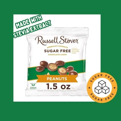 Russell Stover Sugar Free Chocolate Peanuts 1.5 oz Bag Stevia Low Carb Candy - Image 1 of 4