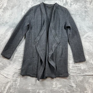 Suéter Banana Republic Mujer M Cárdigan Gris Mezcla de Algodón Bolsillos Cortinados Abiertos - Imagen 1 de 7