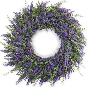 26'' Large Eucalyptus and Lavender Wreath for Front Door, Porch, Window- Arti... - Picture 1 of 8