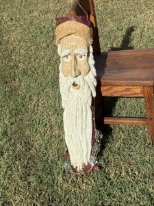 VINTAGE CARVED PRIMITIVE FOLK ART SANTA FOAM BOARD 23” WALL HANGING - Picture 1 of 10