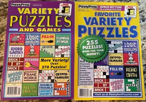Lot 2 New Penny Press Dell Variety Puzzle Books New/Unsued No Duplicates - Foto 1 di 1