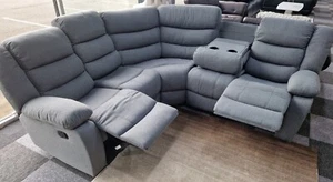 Milano Corner Grey Manual End Recliners Sofa With cupholders - Picture 1 of 17