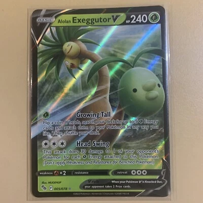 Pokémon TCG Alolan Exeggutor V Pokemon Go 005/078 Holo Ultra Rare - Image 1 of 2