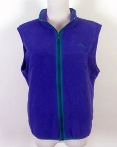 vintage 80s 90s L.L.Bean USA Made Blue/Teal Fleece Vest Jacket Full Zip Kids L - Picture 1 of 5