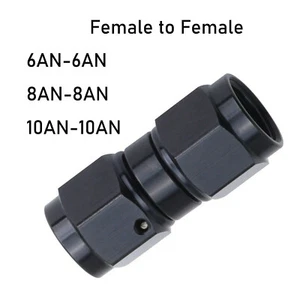 0 Degree Female to Female Swivel Coupler 6AN-6AN 8AN-8AN 10AN-10AN Fitting Black - Picture 1 of 11