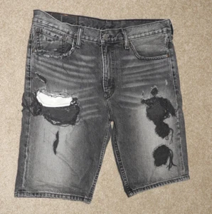 LEVIS 508 Distressed Shorts Tag Size 33 Measures 36 Black Denim 100% Cotton - Picture 1 of 3