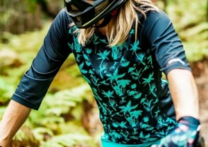 Cycling Jersey 3/4 Sleeve Teal/Black Flamingo/Palm 100% Coolmax Large - Picture 1 of 7