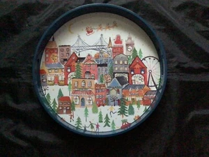 POTTERY BARN CHRISTMAS  IN THE CITY HANCRAFTED SERVING TRAY NEW - Picture 1 of 4