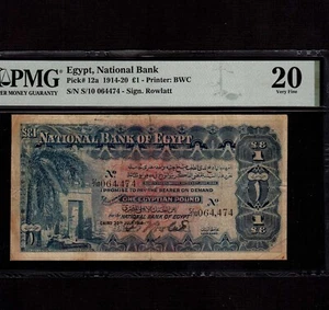 Egypt 1 Pound 1918 P-12a * PMG VF 20 * Rare * - Picture 1 of 2