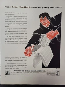 1930 Hartford Insurance Fire Phantom Fortune Magazine Print Advertising Red - Picture 1 of 3
