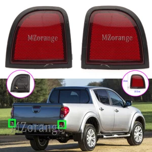 Pair Rear Bumper Reflector Brake Light Lamp Cover For Mitsubishi L200 2005-2015 - Picture 1 of 12