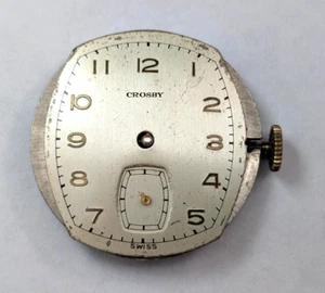 Vintage CROSBY Everbrite Watch Co 7 Jewels Mens 26mm Swiss Movement PARTS REPAIR - Picture 1 of 15